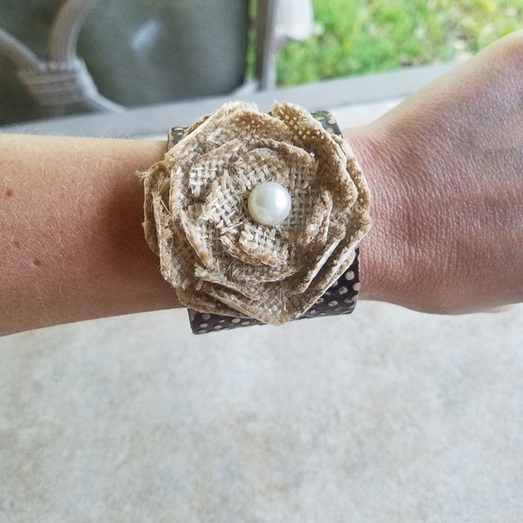 Jewelry - *$3 for $15* Cuff Bracelet Leather Strap Flower